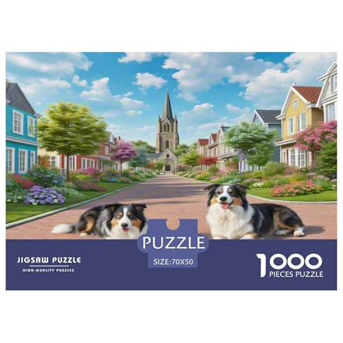 Australischer Schäfer and Icelandic Shepherd 1000 Teile Tierhund Puzzles Premium Quality Familienspiel - Home Room Decoration Für Erwachsene, Familien Passen Buntes Spielzeug 70x50cm/1000pcs von MMDASBVPE