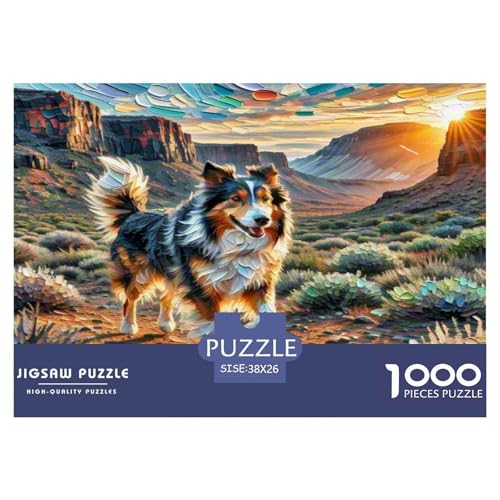 Australischer Schäfer and Icelandic Shepherd 1000 Teile Tierhund Puzzles Premium Quality Pädagogisch - Home Room Decoration Für Erwachsene, Familien Passen Buntes Spielzeug 38x26cm/1000pcs von MMDASBVPE