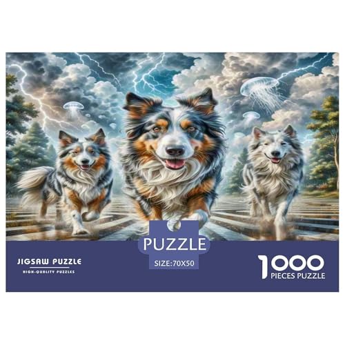 Australischer Schäfer and Icelandic Shepherd 1000-teiliges Tierhund Puzzles Herausforderndes Pädagogisch - Home Room Decoration Erwachsene Und Kinder Wertvoll Geschenk Für 70x50cm/1000pcs von MMDASBVPE