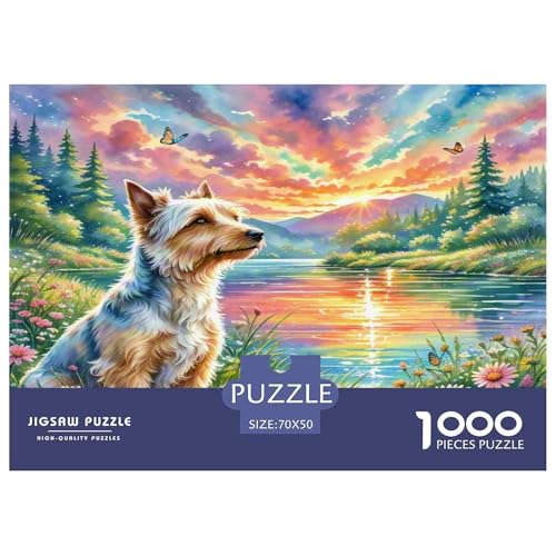 Australischer Terrier 1000-teiliges Tierhund Puzzles Premium Quality Familienspiel - Home Room Decoration Erwachsene Und Kinder Buntes Spielzeug 70x50cm/1000pcs von MMDASBVPE