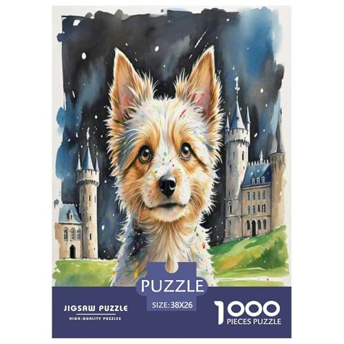 Australischer Terrier 1000-teiliges Tierhund Puzzles Premium Quality Familienspiel - Home Room Decoration Für Erwachsene, Familien Passen Geschenk Für Kinder Von 12 Jahren 38x26cm/1000pcs von MMDASBVPE