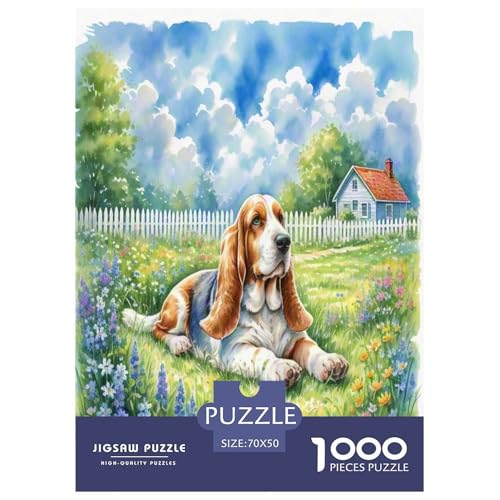 Basset Hund 1000 Teile Tierhund Puzzles Premium Quality Familienspiel - Home Room Decoration Erwachsene Und Kinder Buntes Spielzeug 70x50cm/1000pcs von MMDASBVPE