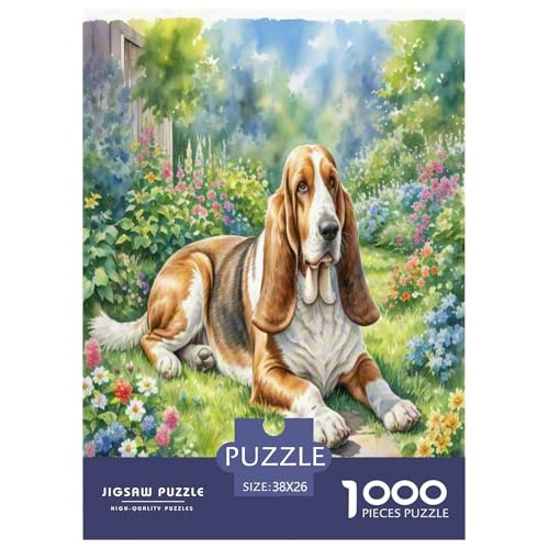 Basset Hund 1000 Teile Tierhund Puzzles Premium Quality Familienspiel - Home Room Decoration Erwachsene Und Kinder Wertvoll Geschenk Für 38x26cm/1000pcs von MMDASBVPE