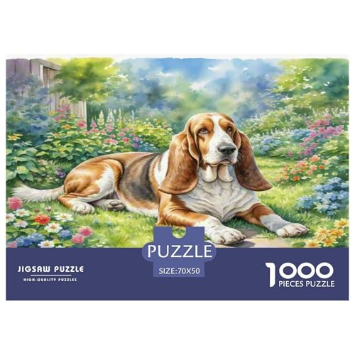 Basset Hund 1000 Teile Tierhund Puzzles Premium Quality Familienspiel - Home Room Decoration Für Erwachsene, Familien Passen Buntes Spielzeug 70x50cm/1000pcs von MMDASBVPE