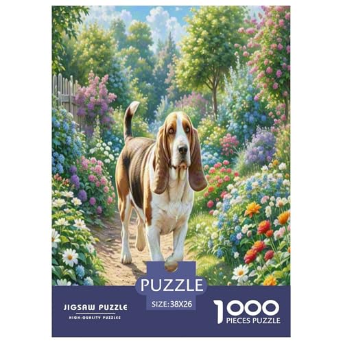 Basset Hund 1000 Teile Tierhund Puzzles Premium Quality Familienspiel - Home Room Decoration Für Erwachsene, Familien Passen Wertvoll Geschenk Für Kinder 38x26cm/1000pcs von MMDASBVPE