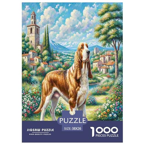 Basset Hund 1000 Teile Tierhund Puzzles Premium Quality Familienspiel - Home Room Decoration Unterhaltung Für Erwachsene Und Kinder Buntes Spielzeug 38x26cm/1000pcs von MMDASBVPE