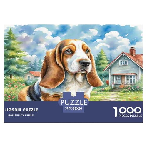 Basset Hund 1000 Teile Tierhund Puzzles Premium Quality Pädagogisch - Home Room Decoration Erwachsene Und Kinder Wertvoll Geschenk Für 38x26cm/1000pcs von MMDASBVPE