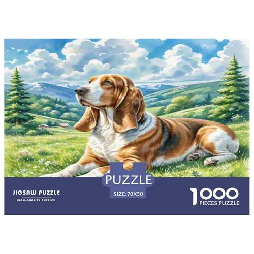 Basset Hund 1000 Teile Tierhund Puzzles Premium Quality Pädagogisch - Home Room Decoration Erwachsene Und Kinder Wertvoll Geschenk Für 70x50cm/1000pcs von MMDASBVPE