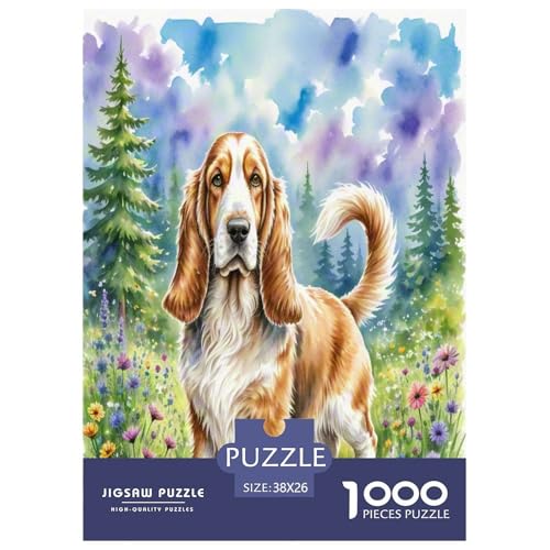 Basset Hund 1000 Teile Tierhund Puzzles Premium Quality Pädagogisch - Home Room Decoration Für Erwachsene Und Kinder Ab 12 Jahren Buntes Spielzeug 38x26cm/1000pcs von MMDASBVPE