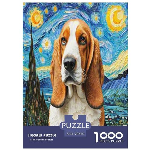 Basset Hund 1000 Teile Tierhund Puzzles Premium Quality Pädagogisch - Home Room Decoration Unterhaltung Für Erwachsene Und Kinder Wertvoll Geschenk Für 70x50cm/1000pcs von MMDASBVPE