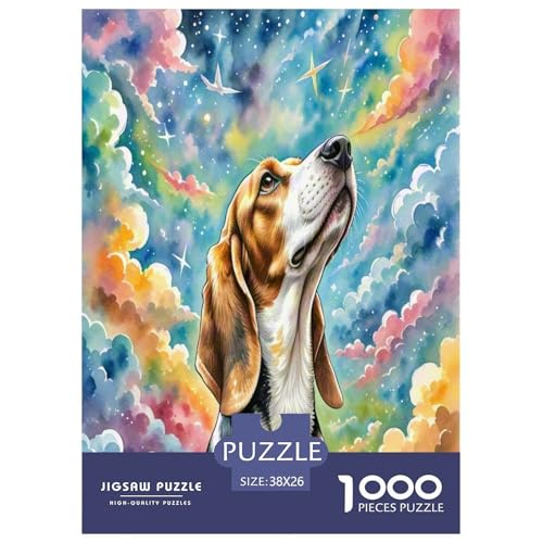 Basset Hund 1000-teiliges Tierhund Puzzles Premium Quality Familienspiel - Home Room Decoration Erwachsene Und Kinder Buntes Spielzeug 38x26cm/1000pcs von MMDASBVPE