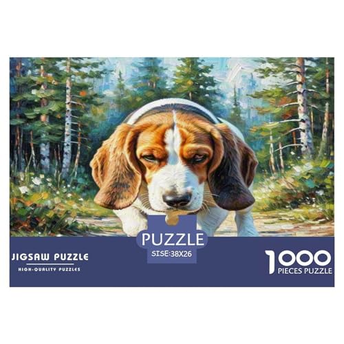 Basset Hund 1000-teiliges Tierhund Puzzles Premium Quality Familienspiel - Home Room Decoration Erwachsene Und Kinder Buntes Spielzeug 38x26cm/1000pcs von MMDASBVPE