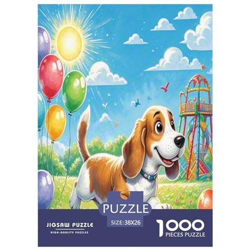 Basset Hund 1000-teiliges Tierhund Puzzles Premium Quality Familienspiel - Home Room Decoration Erwachsene Und Kinder Buntes Spielzeug 38x26cm/1000pcs von MMDASBVPE