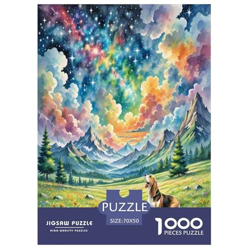 Basset Hund 1000-teiliges Tierhund Puzzles Premium Quality Familienspiel - Home Room Decoration Erwachsene Und Kinder Buntes Spielzeug 70x50cm/1000pcs von MMDASBVPE