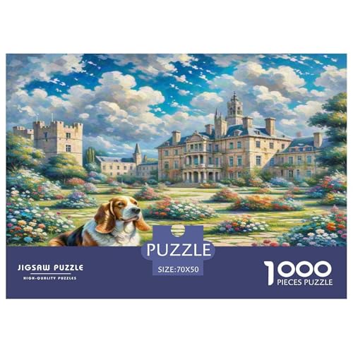 Basset Hund 1000-teiliges Tierhund Puzzles Premium Quality Familienspiel - Home Room Decoration Erwachsene Und Kinder Buntes Spielzeug 70x50cm/1000pcs von MMDASBVPE