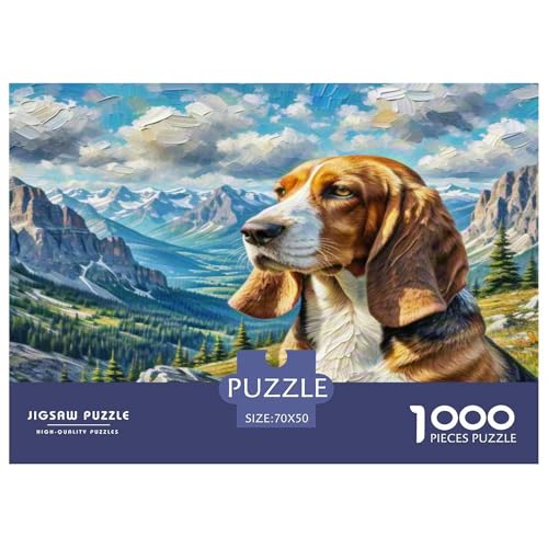 Basset Hund 1000-teiliges Tierhund Puzzles Premium Quality Familienspiel - Home Room Decoration Erwachsene Und Kinder Wertvoll Geschenk Für 70x50cm/1000pcs von MMDASBVPE