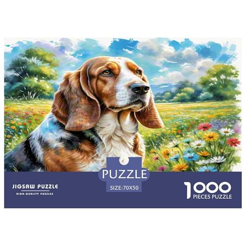 Basset Hund 1000-teiliges Tierhund Puzzles Premium Quality Familienspiel - Home Room Decoration Unterhaltung Für Erwachsene Und Kinder Wertvoll Geschenk Für 70x50cm/1000pcs von MMDASBVPE