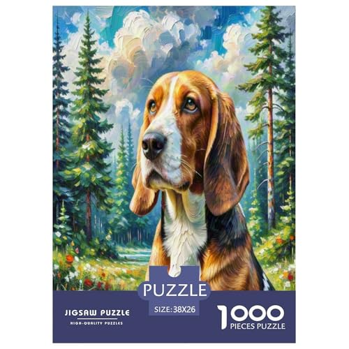 Basset Hund 1000-teiliges Tierhund Puzzles Premium Quality Pädagogisch - Home Room Decoration Erwachsene Und Kinder Buntes Spielzeug 38x26cm/1000pcs von MMDASBVPE
