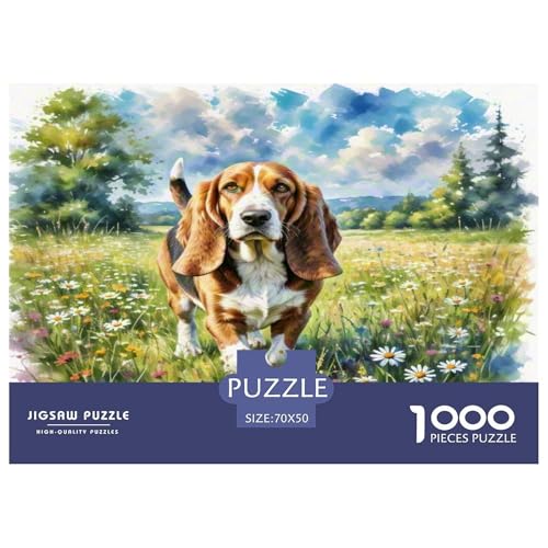 Basset Hund 1000-teiliges Tierhund Puzzles Premium Quality Pädagogisch - Home Room Decoration Erwachsene Und Kinder Buntes Spielzeug 70x50cm/1000pcs von MMDASBVPE