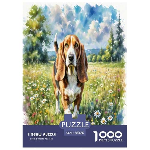 Basset Hund 1000-teiliges Tierhund Puzzles Premium Quality Pädagogisch - Home Room Decoration Erwachsene Und Kinder Geschenk Für Von 12 Jahren 38x26cm/1000pcs von MMDASBVPE
