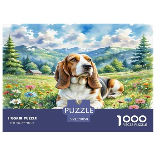 Basset Hund 1000-teiliges Tierhund Puzzles Premium Quality Pädagogisch - Home Room Decoration Erwachsene Und Kinder Wertvoll Geschenk Für 70x50cm/1000pcs von MMDASBVPE
