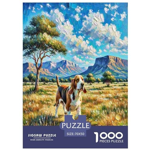 Basset Hund 1000-teiliges Tierhund Puzzles Premium Quality Pädagogisch - Home Room Decoration Für Erwachsene Und Kinder Ab 12 Jahren Wertvoll Geschenk Für 70x50cm/1000pcs von MMDASBVPE