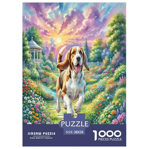 Basset Hund 1000-teiliges Tierhund Puzzles Premium Quality Pädagogisch - Home Room Decoration Unterhaltung Für Erwachsene Und Kinder Buntes Spielzeug 38x26cm/1000pcs von MMDASBVPE