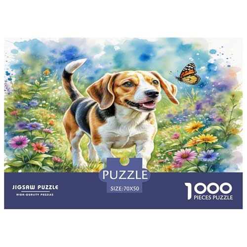 Beagle 1000 Teile Tierhund Puzzles Premium Quality Familienspiel - Home Room Decoration Erwachsene Und Kinder Buntes Spielzeug 70x50cm/1000pcs von MMDASBVPE