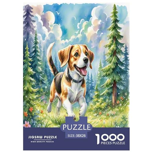 Beagle 1000 Teile Tierhund Puzzles Premium Quality Pädagogisch - Home Room Decoration Unterhaltung Für Erwachsene Und Kinder Buntes Spielzeug 38x26cm/1000pcs von MMDASBVPE