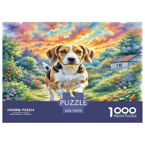 Beagle 1000 Teile Tierhund Puzzles Premium Quality Pädagogisch - Home Room Decoration Unterhaltung Für Erwachsene Und Kinder Buntes Spielzeug 70x50cm/1000pcs von MMDASBVPE