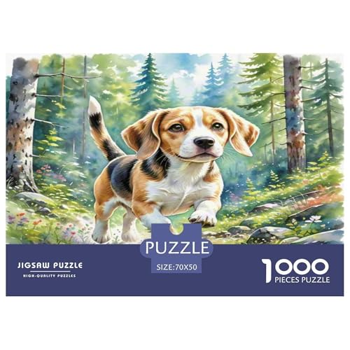 Beagle 1000 Teile Tierhund Puzzles Premium Quality Pädagogisch - Home Room Decoration Unterhaltung Für Erwachsene Und Kinder Buntes Spielzeug 70x50cm/1000pcs von MMDASBVPE