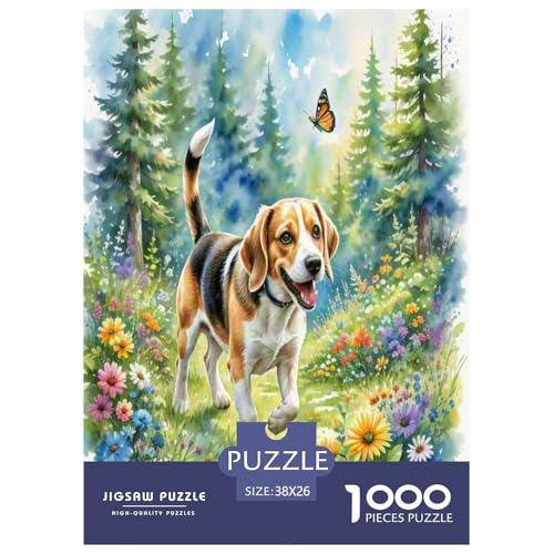 Beagle 1000-teiliges Tierhund Puzzles Premium Quality Familienspiel - Home Room Decoration Erwachsene Und Kinder Buntes Spielzeug 38x26cm/1000pcs von MMDASBVPE