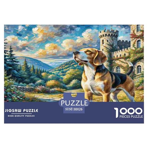 Beagle 1000-teiliges Tierhund Puzzles Premium Quality Familienspiel - Home Room Decoration Erwachsene Und Kinder Buntes Spielzeug 38x26cm/1000pcs von MMDASBVPE