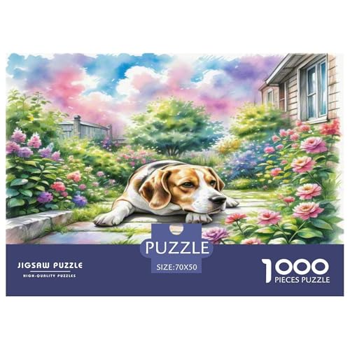 Beagle 1000-teiliges Tierhund Puzzles Premium Quality Familienspiel - Home Room Decoration Unterhaltung Für Erwachsene Und Kinder Buntes Spielzeug 70x50cm/1000pcs von MMDASBVPE