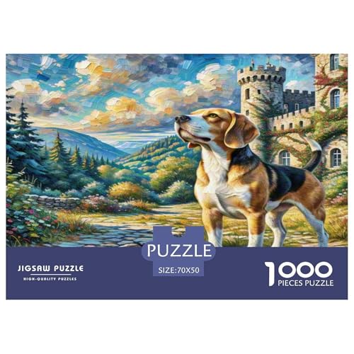 Beagle 1000-teiliges Tierhund Puzzles Premium Quality Pädagogisch - Home Room Decoration Erwachsene Und Kinder Buntes Spielzeug 70x50cm/1000pcs von MMDASBVPE