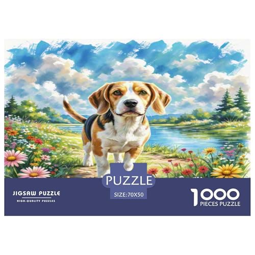 Beagle 1000-teiliges Tierhund Puzzles Premium Quality Pädagogisch - Home Room Decoration Für Erwachsene, Familien Passen Buntes Spielzeug 70x50cm/1000pcs von MMDASBVPE