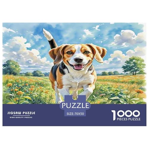 Beagle 1000-teiliges Tierhund Puzzles Premium Quality Pädagogisch - Home Room Decoration Für Erwachsene, Familien Passen Buntes Spielzeug 70x50cm/1000pcs von MMDASBVPE
