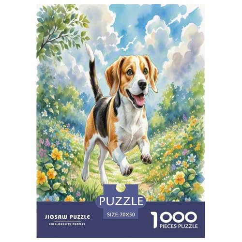 Beagle 1000-teiliges Tierhund Puzzles Premium Quality Pädagogisch - Home Room Decoration Für Erwachsene, Familien Passen Buntes Spielzeug 70x50cm/1000pcs von MMDASBVPE