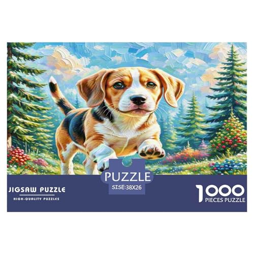 Beagle 1000-teiliges Tierhund Puzzles Premium Quality Pädagogisch - Home Room Decoration Unterhaltung Für Erwachsene Und Kinder Buntes Spielzeug 38x26cm/1000pcs von MMDASBVPE