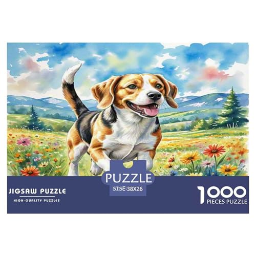Beagle 1000-teiliges Tierhund Puzzles Premium Quality Pädagogisch - Home Room Decoration Unterhaltung Für Erwachsene Und Kinder Buntes Spielzeug 38x26cm/1000pcs von MMDASBVPE