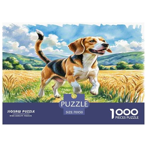 Beagle 1000-teiliges Tierhund Puzzles Premium Quality Pädagogisch - Home Room Decoration Unterhaltung Für Erwachsene Und Kinder Wertvoll Geschenk Für 70x50cm/1000pcs von MMDASBVPE
