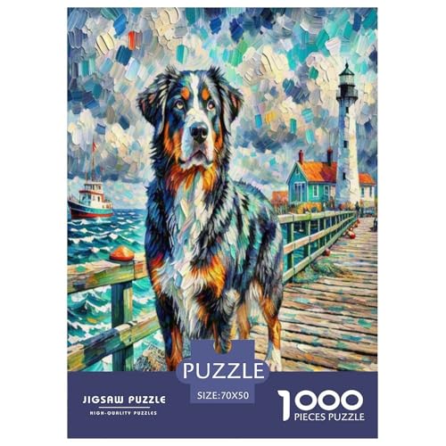 Der Bedlington Terrier 1000 Teile Tierhund Puzzles Premium Quality Familienspiel - Home Room Decoration Erwachsene Und Kinder Buntes Spielzeug 70x50cm/1000pcs von MMDASBVPE