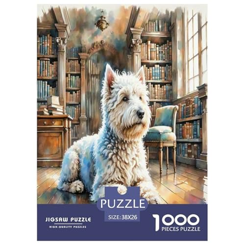 Der Bedlington Terrier 1000 Teile Tierhund Puzzles Premium Quality Familienspiel - Home Room Decoration Für Erwachsene, Familien Passen Wertvoll Geschenk Für Kinder 38x26cm/1000pcs von MMDASBVPE