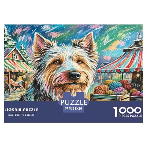 Der Bedlington Terrier 1000 Teile Tierhund Puzzles Premium Quality Pädagogisch - Home Room Decoration Für Erwachsene, Familien Passen Buntes Spielzeug 38x26cm/1000pcs von MMDASBVPE