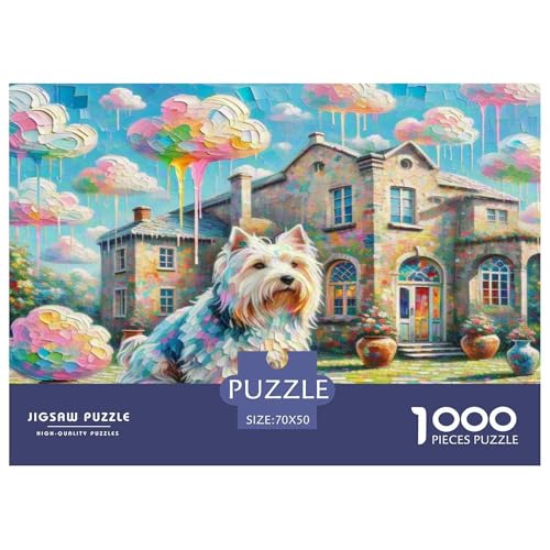 Der Bedlington Terrier 1000 Teile Tierhund Puzzles Premium Quality Pädagogisch - Home Room Decoration Für Erwachsene, Familien Passen Wertvoll Geschenk Für Kinder 70x50cm/1000pcs von MMDASBVPE