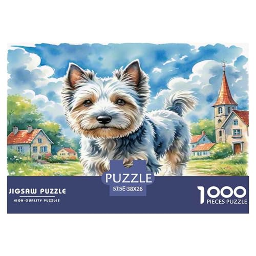 Der Bedlington Terrier 1000 Teile Tierhund Puzzles Premium Quality Pädagogisch - Home Room Decoration Unterhaltung Für Erwachsene Und Kinder Buntes Spielzeug 38x26cm/1000pcs von MMDASBVPE