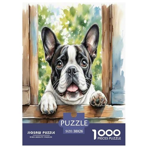 Der Boston Terrier 1000-teiliges Tier Puzzles Herausforderndes Pädagogisch - Home Room Decoration Erwachsene Und Kinder Wertvoll Geschenk Für 38x26cm/1000pcs von MMDASBVPE