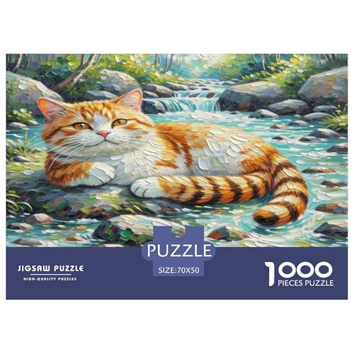 Dongcini Katze 1000 Teile Tier Puzzles Premium Quality Familienspiel - Home Room Decoration Unterhaltung Für Erwachsene Und Kinder Buntes Spielzeug 70x50cm/1000pcs von MMDASBVPE