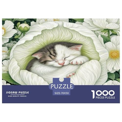 Dongcini Katze 1000 Teile Tier Puzzles Premium Quality Pädagogisch - Home Room Decoration Unterhaltung Für Erwachsene Und Kinder Buntes Spielzeug 70x50cm/1000pcs von MMDASBVPE