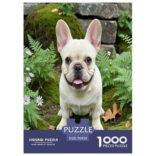 Französische Bulldogge 1000 Teile Kleine Tierhunde Puzzles Premium Quality Familienspiel - Home Room Decoration Unterhaltung Für Erwachsene Und Kinder Buntes Spielzeug 70x50cm/1000pcs von MMDASBVPE